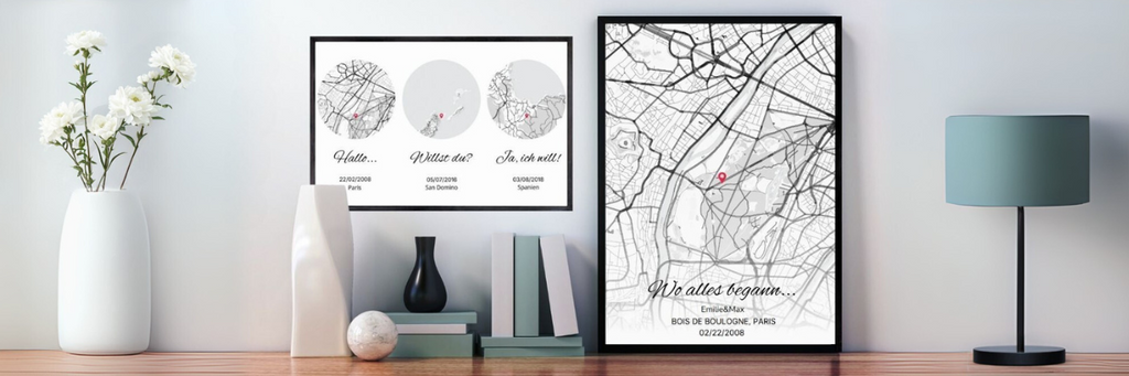 Wo alles begann - Personalisierte Poster mit Stadtkarte & Koordinaten, optional mit Rahmen